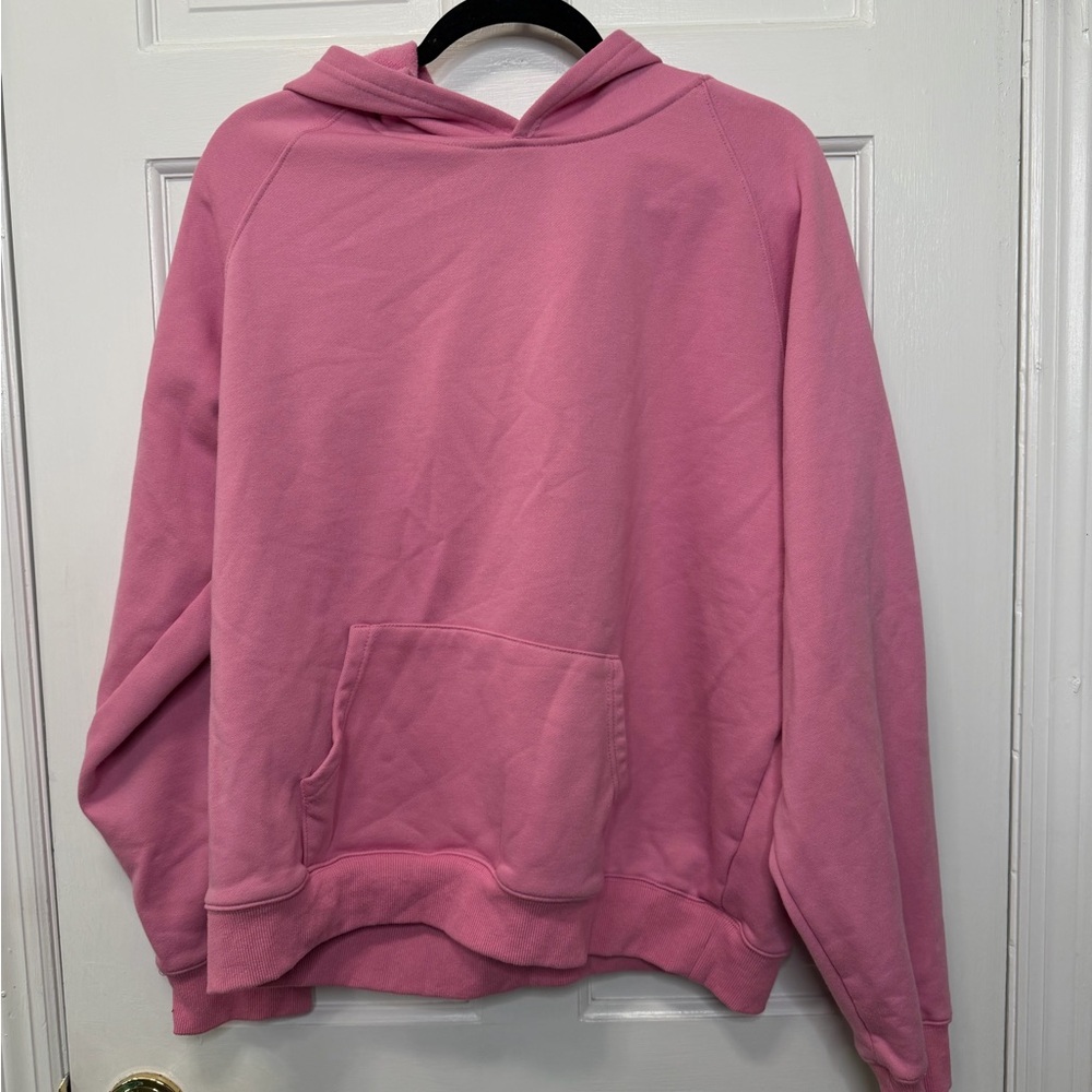 Pink Oversized Solid Basic Hoodie Sweatshirt Size… - image 1
